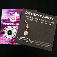 Load image into Gallery viewer, Clear Gem Rose Gold Tone Whimsy Flower Dangle Belly Ring