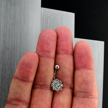 Load image into Gallery viewer, Clear Gem Whimsy Flower Belly Ring