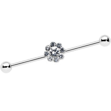 Load image into Gallery viewer, 14G Clear Gem Whimsy Flower Industrial Barbell 38mm