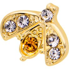 将图片加载到图库查看器,16G 1/4 White Yellow Gem Gold Tone Fashion Winged Bug Labret