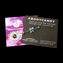 Load image into Gallery viewer, 14G Blue Green Gem Glam Butterfly Industrial Barbell 38mm