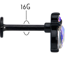 Load image into Gallery viewer, 16G 5/16 Aurora CZ Gem Black Fleur de Lis Butterfly Labret Monroe Tragus
