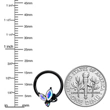 将图片加载到图库查看器,16G 3/8 Aurora CZ Gem Black Fleur de Lis Butterfly Hinged Segment Ring