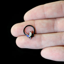 将图片加载到图库查看器,16G 3/8 Aurora CZ Gem Black Fleur de Lis Butterfly Hinged Segment Ring