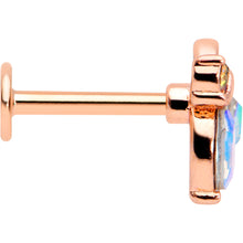 Load image into Gallery viewer, 16G 5/16 Aurora CZ Gem Rosy Tone Fleur de Lis Butterfly Labret Monroe Tragus