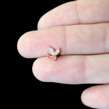Load image into Gallery viewer, 16G 5/16 Aurora CZ Gem Rosy Tone Fleur de Lis Butterfly Labret Monroe Tragus