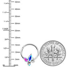 Load image into Gallery viewer, 16G 3/8 Aurora CZ Gem Fleur de Lis Butterfly Hinged Segment Ring