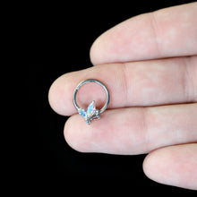 Load image into Gallery viewer, 16G 3/8 Aurora CZ Gem Fleur de Lis Butterfly Hinged Segment Ring