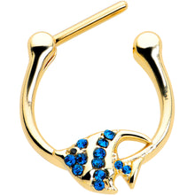 Load image into Gallery viewer, 16G 5/16 Blue Gem Gold Tone Adorable Angelfish Cartilage Clicker