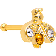 Load image into Gallery viewer, 20G 1/4 Yellow Gem Gold Tone Fashion Bug Nose Bone