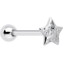 Load image into Gallery viewer, 316L Surgical Steel Texture Star Barbell Tongue Ring