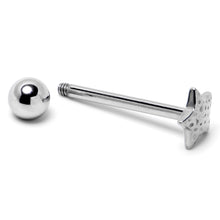 Load image into Gallery viewer, 316L Surgical Steel Texture Star Barbell Tongue Ring