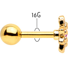 Load image into Gallery viewer, 16G 1/4 Pink Gem Gold Tone Starry Flower Cartilage Tragus Earring
