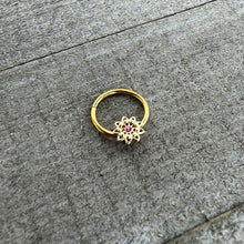 将图片加载到图库查看器,16G 3/8 Pink Gem Gold Tone Starry Flower Hinged Segment Ring