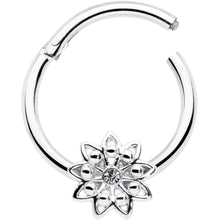 将图片加载到图库查看器,16G 3/8 Clear Gem Starry Flower Hinged Segment Ring