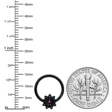 将图片加载到图库查看器,16G 3/8 Pink Gem Black Starry Flower Hinged Segment Ring