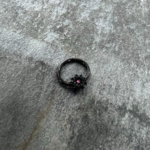 将图片加载到图库查看器,16G 3/8 Pink Gem Black Starry Flower Hinged Segment Ring