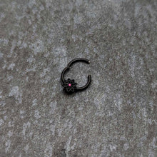 将图片加载到图库查看器,16G 3/8 Pink Gem Black Starry Flower Hinged Segment Ring
