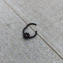 将图片加载到图库查看器,16G 3/8 Pink Gem Black Starry Flower Hinged Segment Ring