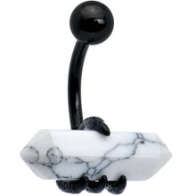 将图片加载到图库查看器,White Howlite Stone Black Claw Belly Ring