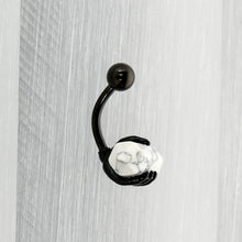 将图片加载到图库查看器,White Howlite Stone Black Claw Belly Ring