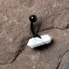 将图片加载到图库查看器,White Howlite Stone Black Claw Belly Ring