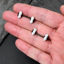 Load image into Gallery viewer, 14G 9/16 White Howlite Black Claw Barbell Nipple Ring Set