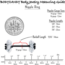Load image into Gallery viewer, 14G 9/16 White Howlite Black Claw Barbell Nipple Ring Set