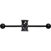 Load image into Gallery viewer, 14G Purple Gem Black Gothic Hourglass Industrial Barbell 38mm