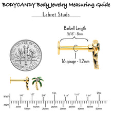 Load image into Gallery viewer, 16G 5/16 Clear Gem Gold Tone Palm Tree Style Labret Monroe Tragus