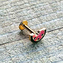 将图片加载到图库查看器,16G 1/4 Gold Tone Watermelon Bite Labret