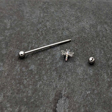 将图片加载到图库查看器,14G Aurora Gem Dragonfly Flying Industrial Barbell 38mm