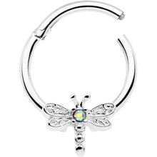 Load image into Gallery viewer, 16G 3/8 Aurora Gem Dragonfly Flying Hinged Segment Ring