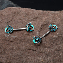 将图片加载到图库查看器,14G 9/16 Leaping Blue Dolphin Barbell Nipple Ring Set