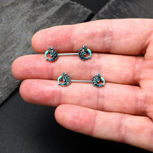 将图片加载到图库查看器,14G 9/16 Leaping Blue Dolphin Barbell Nipple Ring Set