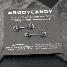 将图片加载到图库查看器,14G 9/16 Leaping Blue Dolphin Barbell Nipple Ring Set