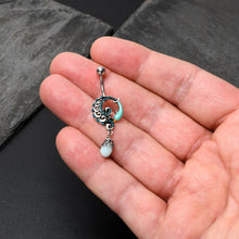 Load image into Gallery viewer, Leaping Blue Dolphin Bauble Dangle Belly Ring