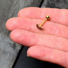 将图片加载到图库查看器,Gold Tone Watermelon Bite Barbell Tongue Ring