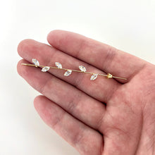Load image into Gallery viewer, Clear CZ Gem Gold Tone Leafy Vine Ear Cuff Bar Earring