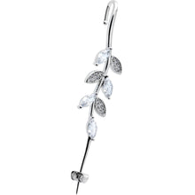 Load image into Gallery viewer, Clear CZ Gem Alternating Style Leafy Vine Ear Cuff Bar Earring