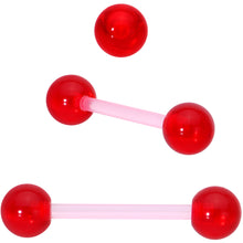 Load image into Gallery viewer, Licensed Dungeons & Dragons Dice Red Clear Barbell Tongue Ring Set of 4