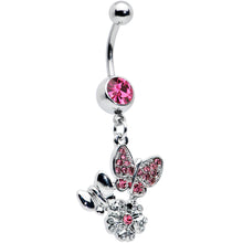 将图片加载到图库查看器,Pink Gem Butterflies Tiny Flower Dangle Belly Ring