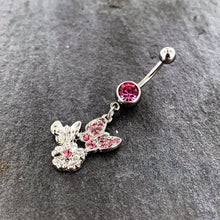 将图片加载到图库查看器,Pink Gem Butterflies Tiny Flower Dangle Belly Ring