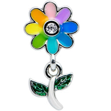 Load image into Gallery viewer, 16G 1/4 Clear Gem Pride Rainbow Flower Dangle Cartilage Tragus