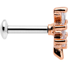 Load image into Gallery viewer, 16G 1/4 Clear CZ Gem Leafy Rosy Branch Threadless Labret Tragus