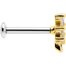 Load image into Gallery viewer, 16G 5/16 Clear CZ Gem Leafy Golden Branch Threadless Labret Tragus