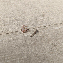 Load image into Gallery viewer, 16G 5/16 Clear CZ Gem Leafy Rosy Branch Threadless Labret Tragus