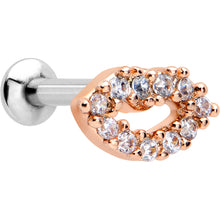 将图片加载到图库查看器,16G 1/4 Clear CZ Gem Kissy Lips Rosy Threadless Labret Tragus