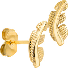 Load image into Gallery viewer, 20G Gold Tone ASTM F-136 Implant Grade Titanium Fashion Feather Stud Earrings