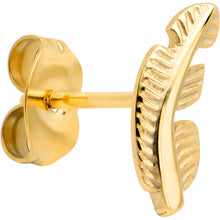Load image into Gallery viewer, 20G Gold Tone ASTM F-136 Implant Grade Titanium Fashion Feather Stud Earrings